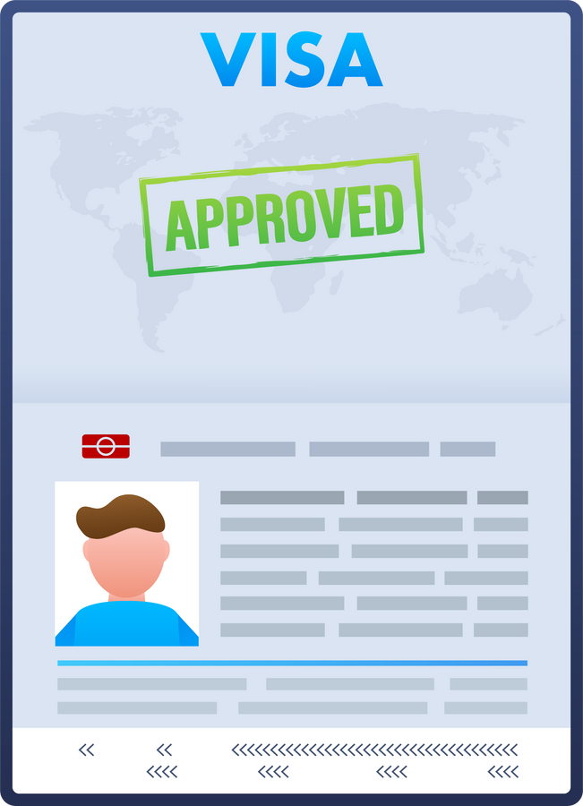 Visa application. Travel approval. Immigration visa. Vector stock illustration